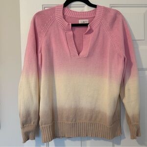 Lou & Grey Pink and Cream V-Neck Sweater